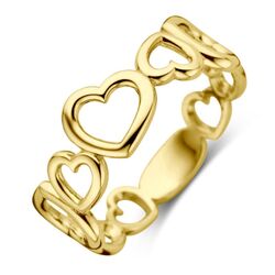 Gouden ring opengwerkte hartjes