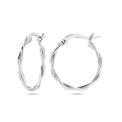 Zilveren oorringen gedraaide buis 2mm in 20 30 of 40 mm.