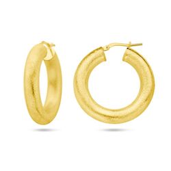 Vergulde oorringen gescratcht 6 mm diameter 32 mm