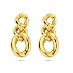 Vergulde oorhangers met drie schakels