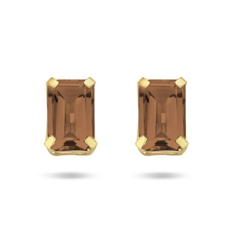 Geelgouden oorknoppen rookkwarts rechthoekig