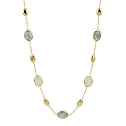 Gouden collier met rutielkwarts goudkleurig en grijs