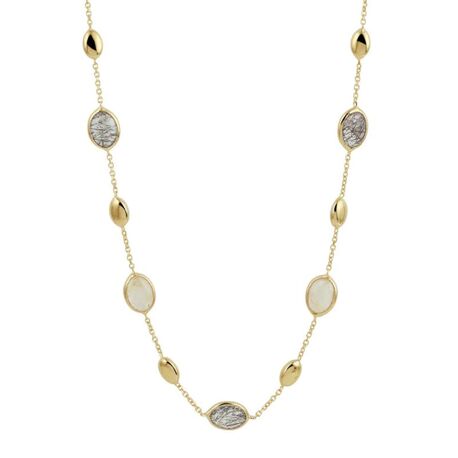 Gouden collier met rutielkwarts goudkleurig en grijs