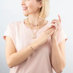 COEUR DE LION hanger 1200-10-0516 Amulet Spike Square Rose quartz gold pink