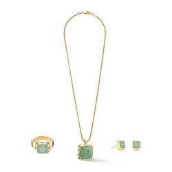 COEUR DE LION set Spikes Square Aventurine gold green