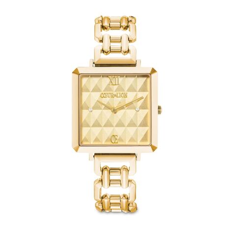 Coeur de Lion horloge 7662-74-1616 Watch Iconic Cube Spikes Statement Gold