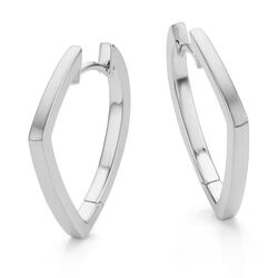 Zilveren smalle oorringen a-symetrische vorm