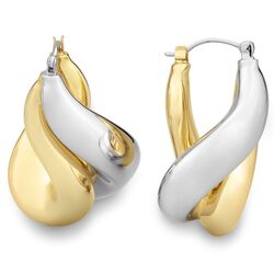 Opvallende bicolor oorbellen met gebogen vorm