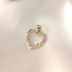 Excellent Jewelry gouden gevlochten harthanger zirkonia