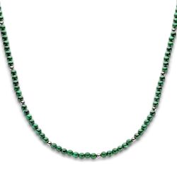 Groen malachiet collier zilver 42-45 cm