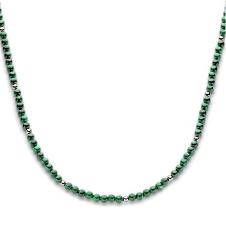 Groen malachiet collier zilver 42-45 cm