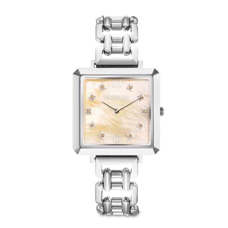 Coeur de Lion horloge 7630-74-1727 Iconic Cube Apricot Crush Statement Silver