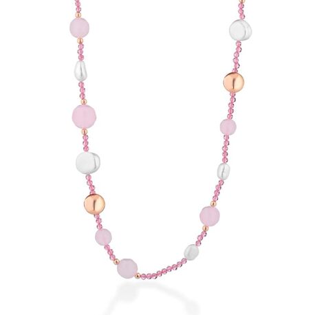 Lelune Glamour lang collier met roze met parels LGNK541.4