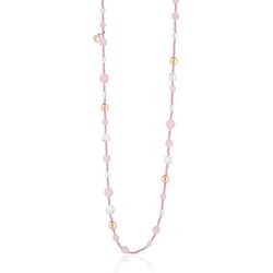 Lelune Glamour lang collier met roze met parels LGNK541.4