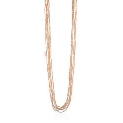 Lelune Glamour lang collier beige spinel met pareltjes LGNK551