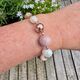 Lelune edelsteen armband LGBR540 maansteen bBotswana agaat en witte zoetwaterparels