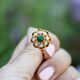 Vintage gouden ring malachiet en opaal