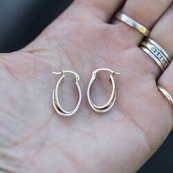 Gouden bicolor oorringen ovaal