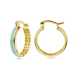 Geelgouden creolen met blauw emaille