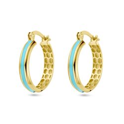 Geelgouden creolen met blauw emaille