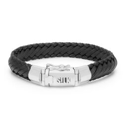 SILK Bold zwart leren armband 760BLK