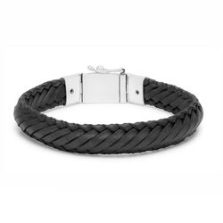 SILK Bold zwart leren armband 760BLK