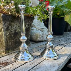 Stel zilveren kandelaren 30 cm hoog