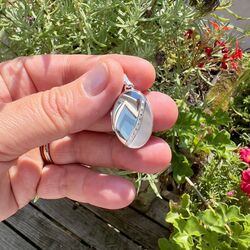 Zilveren medaillon zirkonia ovaal deels mat