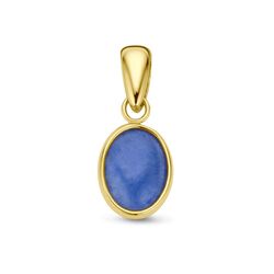 Gouden druppel hangertje ovaal blauw kwarts