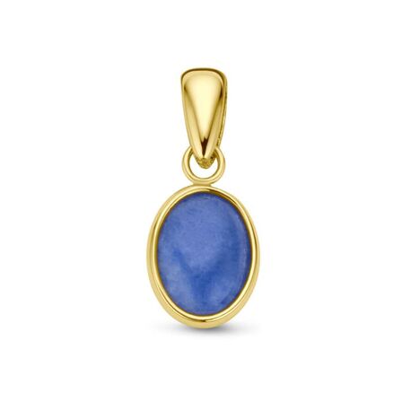 Gouden druppel hangertje ovaal blauw kwarts