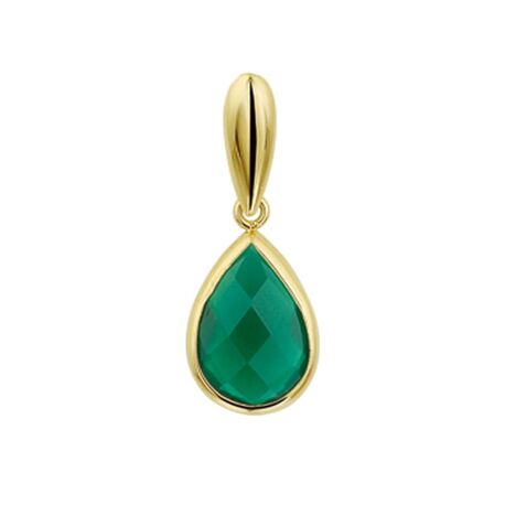 Geelgouden druppel hanger druppel groen agaat