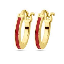 Vergulde creolen rood emaille