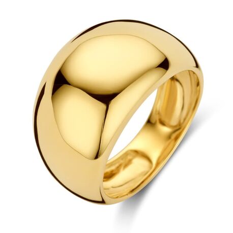 Bolle glanzende geelgouden ring 12 mm breed