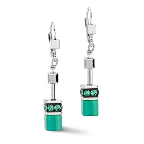 Coeur de Lion oorbellen 2838-20-0500 GeoCUBE Iconic silver-green