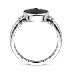 Zilveren zegelring onyx ovaal