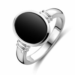 Zilveren zegelring onyx ovaal