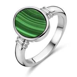 Zilveren zegelring malachiet ovaal