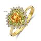 Geelgouden ring citrien peridot diamant in hartvorm