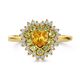 Geelgouden ring citrien peridot diamant in hartvorm