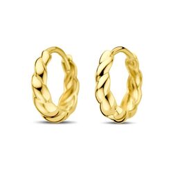 Geelgouden klapoorringen gedraaid patroon 13 mm