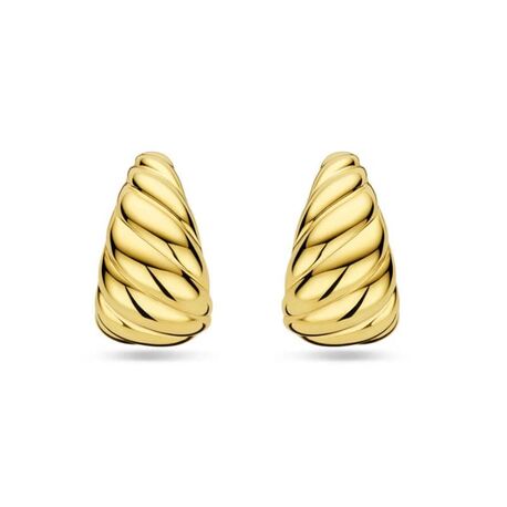Geelgouden steekoorringen gedraaid 14,5x9 mm