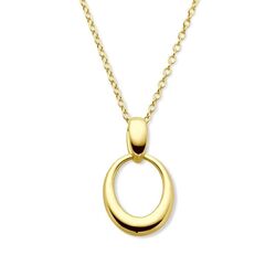 Geelgouden collier met ovale hanger