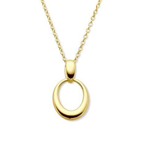 Geelgouden collier met ovale hanger