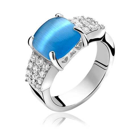 Zilver ring helderblauwe steen zir667b Zinzi