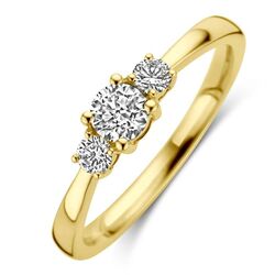 Geelgouden ring trilogie diamant 0.46ct