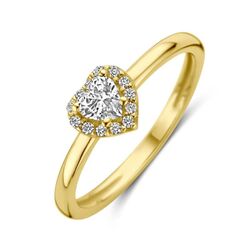 Geelgouden ring hart zirkonia