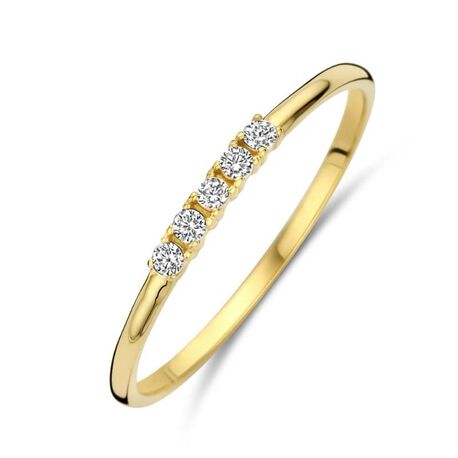 Geelgouden ring met 5 zirkonia's