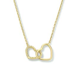Geelgouden collier verbonden hartjes