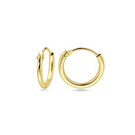 Geelgouden oorringen 1,3 mm ronde buis 11 mm