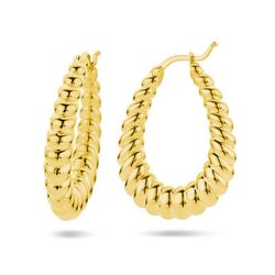 Grote gouden oorringen met ribbels
